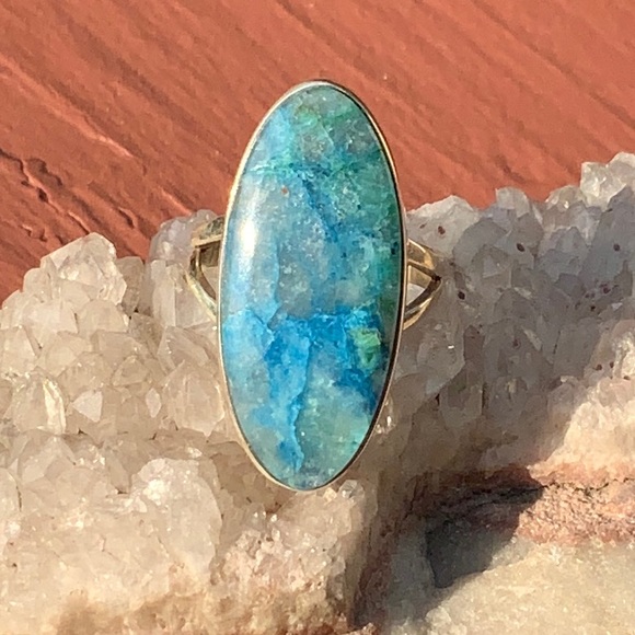 Shellys Boutique Jewelry - BOUTIQUE LIGHTNING AZURITE QUARTZ 925 SILVER RING
